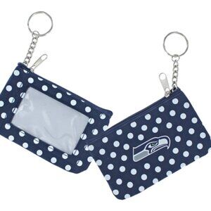 NEW Seattle Seahawks NFL Nylon Polka Dot Coin Purse Key Ring